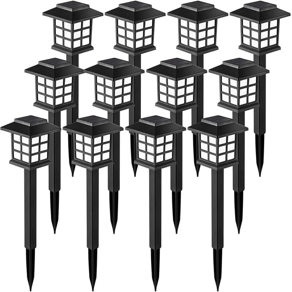 12 Pieces Solar Lights Outdoor Garden Path Lights, Wireless House Path Lights For Yard Patio Driveway Paving, Warm White