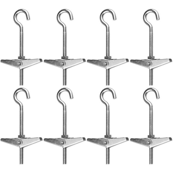 12 Pieces Spring Toggle M5 Hook Dowel Ceiling Galvanizing Toggle Dowel With Hook Ceiling Hook Set For Hanging Plants Cavity Dowel Plasterboard Ceiling Mounting Wall Mounting (9Cm * 5Mm Silver)