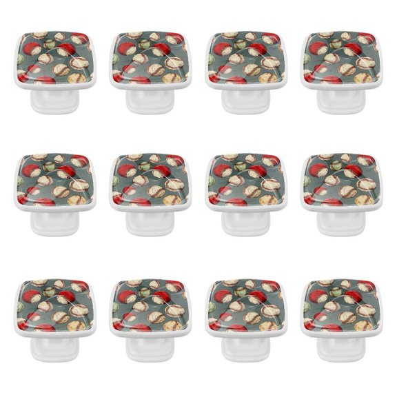 12 Pieces Square Cabinet Handles Baseball Knobs Square Drawer Pulls with Screws for Drawer Door Dresser