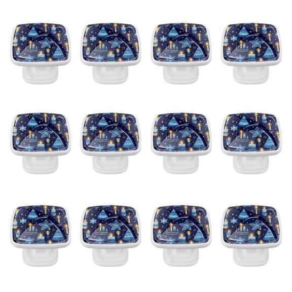 12 Pieces Square Cabinet Handles Hanukkah Chanukah Knobs Square Drawer Pulls with Screws for Drawer Door Dresser