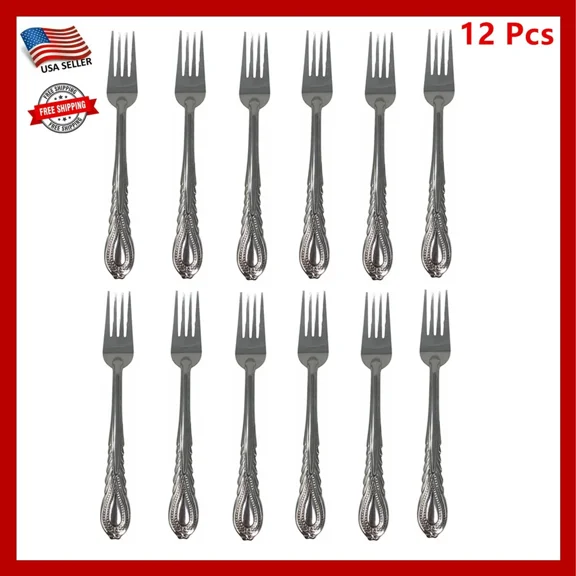 12 Pieces Stainless Steel Dinner Forks Flatware Tableware Set Kitchen 7.25 Inch