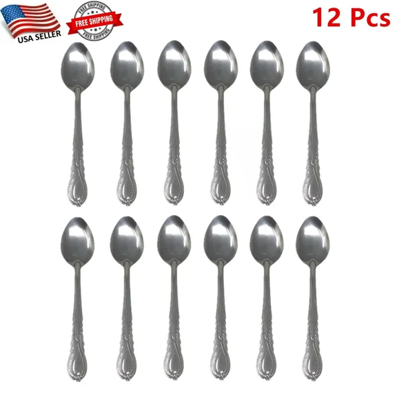 12 Pieces Stainless Steel Dinner Spoons Flatware Tableware Set Kitchen 7.25 Inch