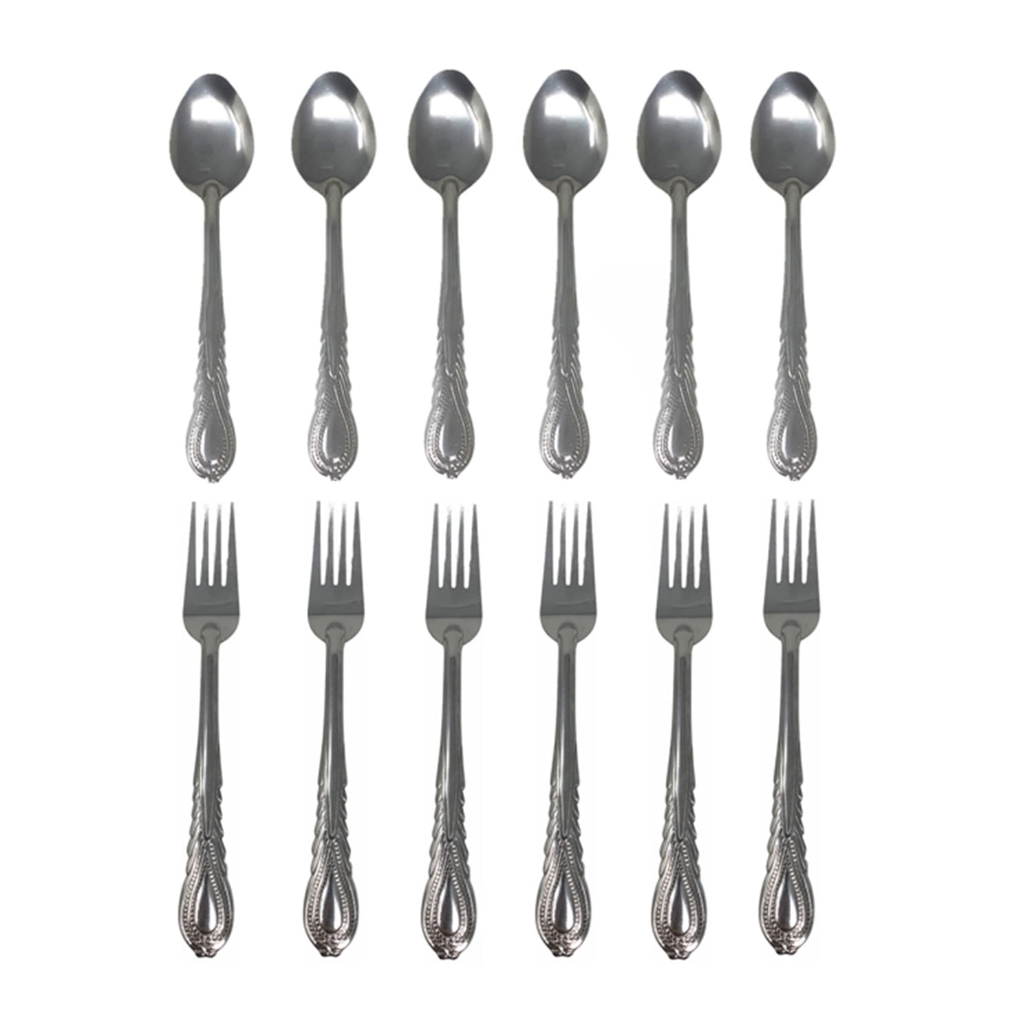 Kitchen Flatware Set, 12 Piece Stainless Steel Forks and Spoons
