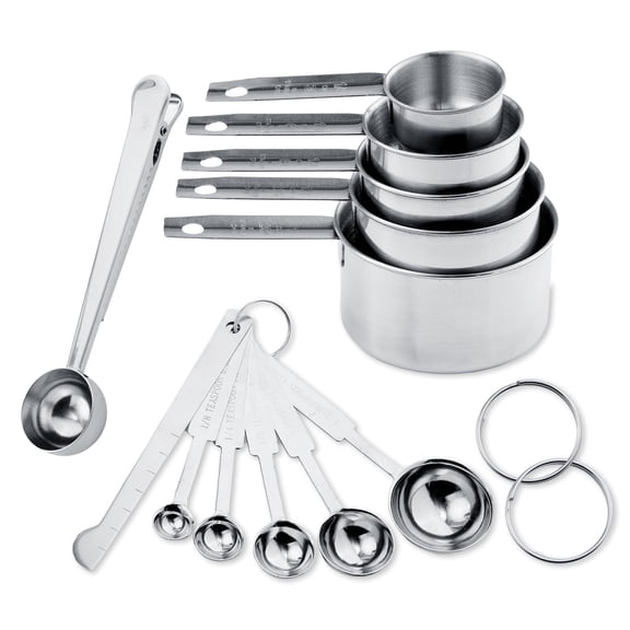 12 Pieces Stainless Steel Measuring Cups & Spoons Set,Stackable Nesting Design for Dry Liquid Ingredients,Kitchen Measuring Set Cooking Baking Tools
