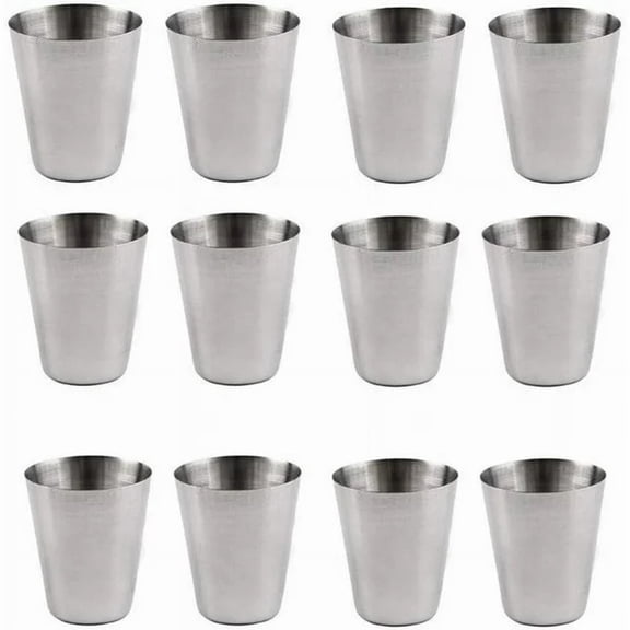 12 Pieces Stainless Steel Shot Cups, Stainless Steel Shot Glass Drinking Tumbler, Metal Shatterproof Stackable Shot Cups, Drinking Vessel Tumbler for Bar Home Restaurant Travel, 1 oz/30 ml,Silver