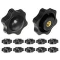 thumbnail image 1 of 12 Pieces Star Knobs 1/4-20 Thread 38mm 6-Point Head Brass Insert Non-Through Hole Threaded Hand Knob Black, 1 of 6