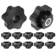thumbnail image 1 of 12 Pieces Star Knobs M10 Thread 48mm 6-Point Head Metal Insert Through Hole Threaded Hand Knob Black, 1 of 6