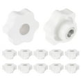 thumbnail image 1 of 12 Pieces Star Knobs M10 Thread 48mm 6-Point Head Metal Insert Through Hole Threaded Hand Knob White, 1 of 6