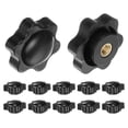thumbnail image 1 of 12 Pieces Star Knobs M4 Thread 25mm 6-Point Head Brass Insert Non-Through Hole Threaded Hand Knob Black, 1 of 6