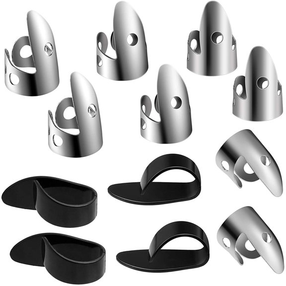12 Pieces Steel Finger Picks Set, Including Stainless Steel Finger Picks and Thumb Picks, Metal Finger Picks Adjustable Bass Finger Picks for Guitar, Banjos and Other Instruments