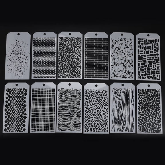 12 Pieces Stencils for Crafts, Brick Dot Layering Mixed Media Art Texture Painting on Card Making
