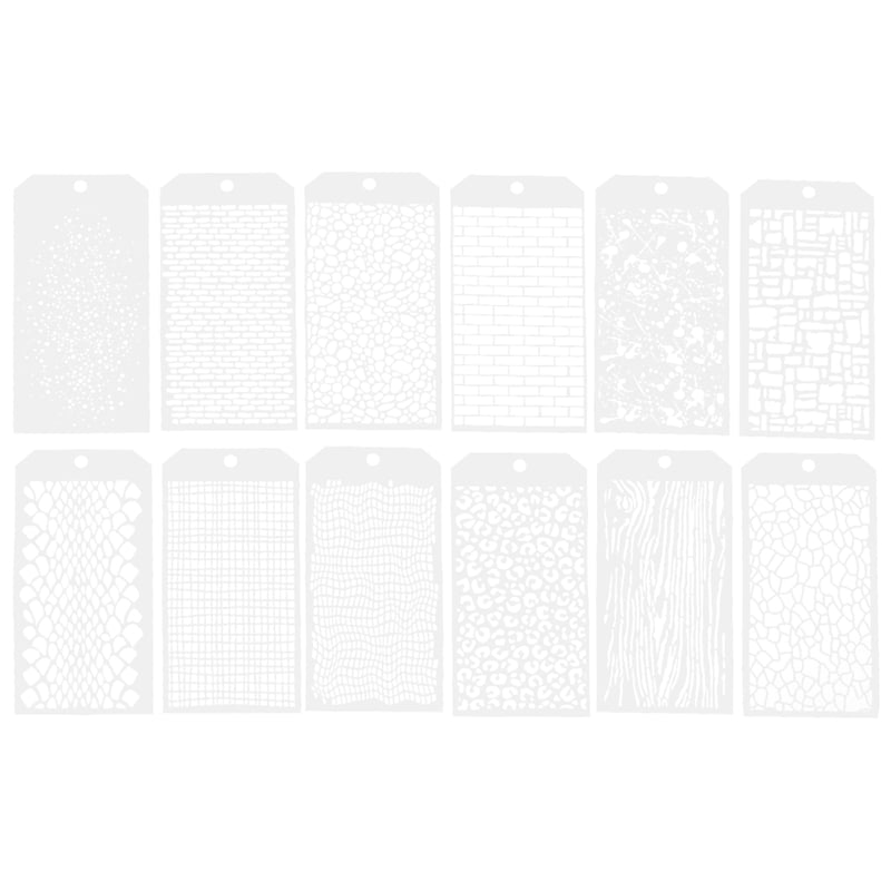 12 Pieces Stencils for Crafts, Brick Dot Layering Stencils Mixed Media ...