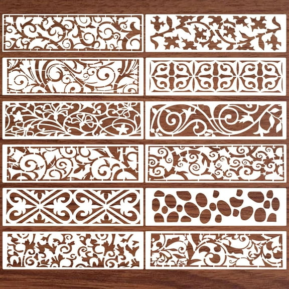 12 Pieces Stencils for Crafts, Brick Dot Layering Stencils Mixed Media Art Texture Stencils for Painting on Card Making
