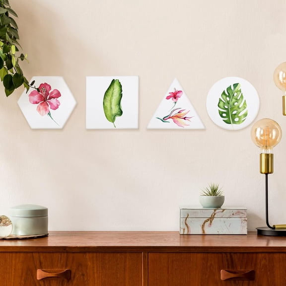 12 Pieces Stretched Canvas for Painting 6 Inch Blank Canvas Panels Triangle Square Hexagon Round Shape Canvases Boards Art Supplies for Acrylic Pouring Oil Painting