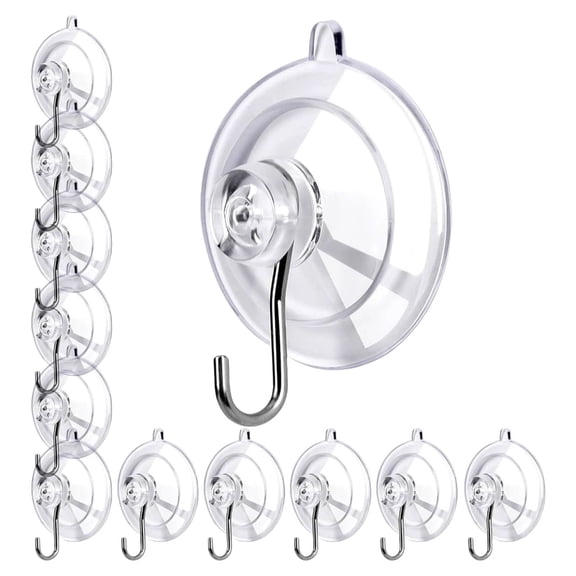 12 Pieces Strong Grip Suction Hooks Clear Design Easy to Remove Durable