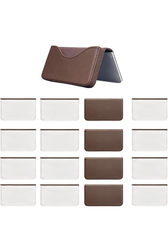 12 Pieces Sublimation Blank Brown Color Business Card Holder PU Leather Name Card Case Pocket Blank Wallet