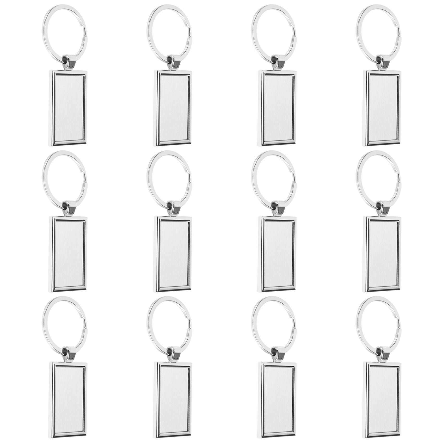 Chuangdi 12 Pieces Sublimation Blank Keychain Metal Heat Transfer Keychain Blank Board Key Rings for DIY Crafts Supplies, 3 Shapes