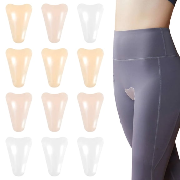 12 Pieces T-Shape Camel Toe Concealer Silicone Insert, Self-Adhesive Seamless Camel Toe Hider, Invisible Silicone Modesty Pad Cover for Underwear Leggings Swimsuits Yoga (3 Colors)