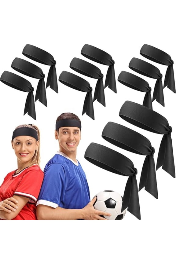 12 Pieces Tennis Tie Headband Hair Band Unisex Dry Head Tie Sport Band for Basketball, Running, Tennis, Karate, Athletics