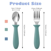 12 Pieces Toddler Utensils, Kids Silverware Set with Plastic Handle Stainless Steel Children Forks and Spoons, Dishwasher Safe