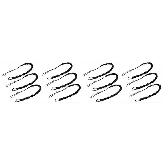 12 Pieces Tool Lanyard,Outdoor Tool Rope,High-Altitude Fall Prevention Rope,Retractable Elastic Tool Rope,Black