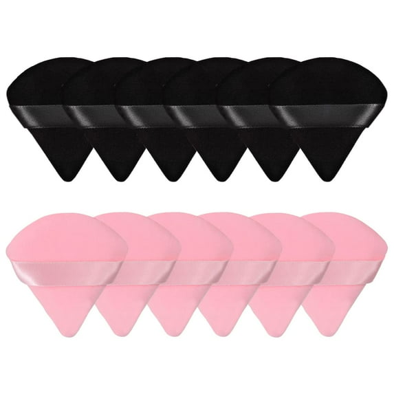 12 Pieces Triangle Powder Puff Soft Makeup Puff for Face Loose Powder Cosmetic Foundation Sponge Wet Dry Makeup Tool Black/Pink