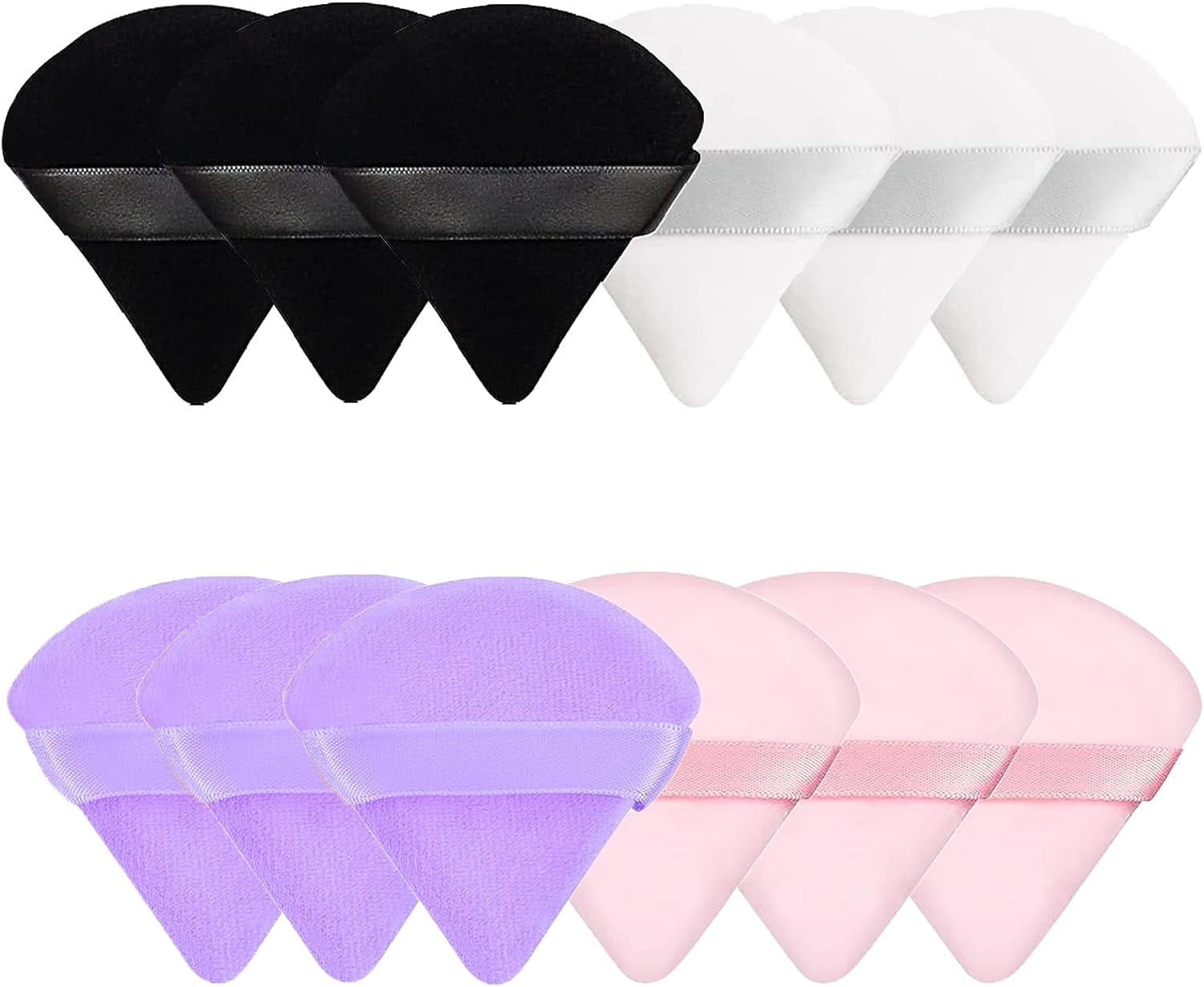12 Pieces Triangle Powder Puffs, Washable Velvet Powder Puff Wet Dry