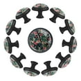 12 Pieces Tropical Flowers Pink Pattern Glass Knobs for Dresser Drawers