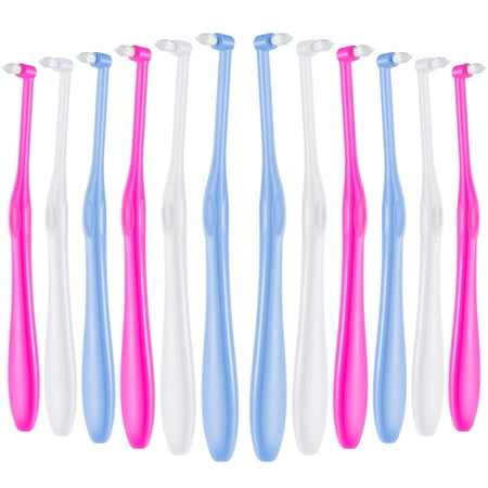 12 Pieces Tufted Toothbrush End-Tapered Trim Toothbrush Soft Trim Toothbrush Single Compact Interdental Interspace Brush