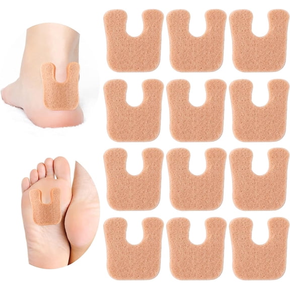 12 Pieces U Shaped Felt Pads Soft Forefoot Cushion Metatarsal Pads Self-Adhesive Foot Pads