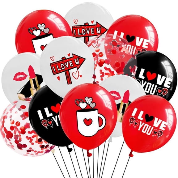 12 Pieces Valentine's Day Latex Balloons, Valentine's Day Party Decorations for Bridal Shower Engagement Wedding Birthday Proposal Party Decor Romantic Night Supplies
