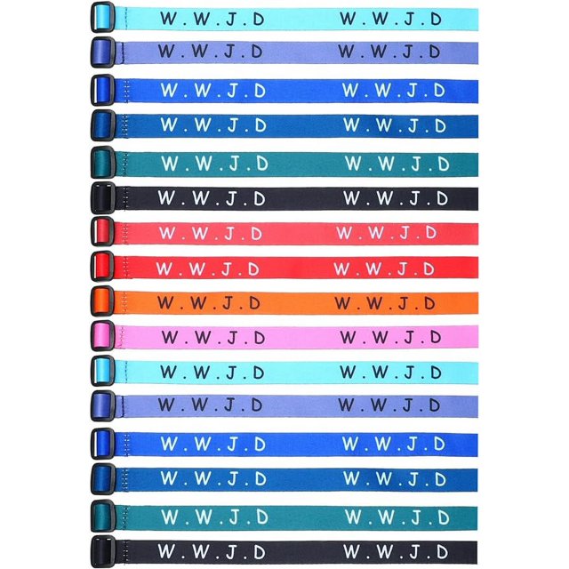 CASDAN 40Pcs W.W.J.D. Webbing Bracelets What Would Jesus Do Christian Bracelets Handmade Colorful Adjustable Religious Woven Wristbands for Fundraisers