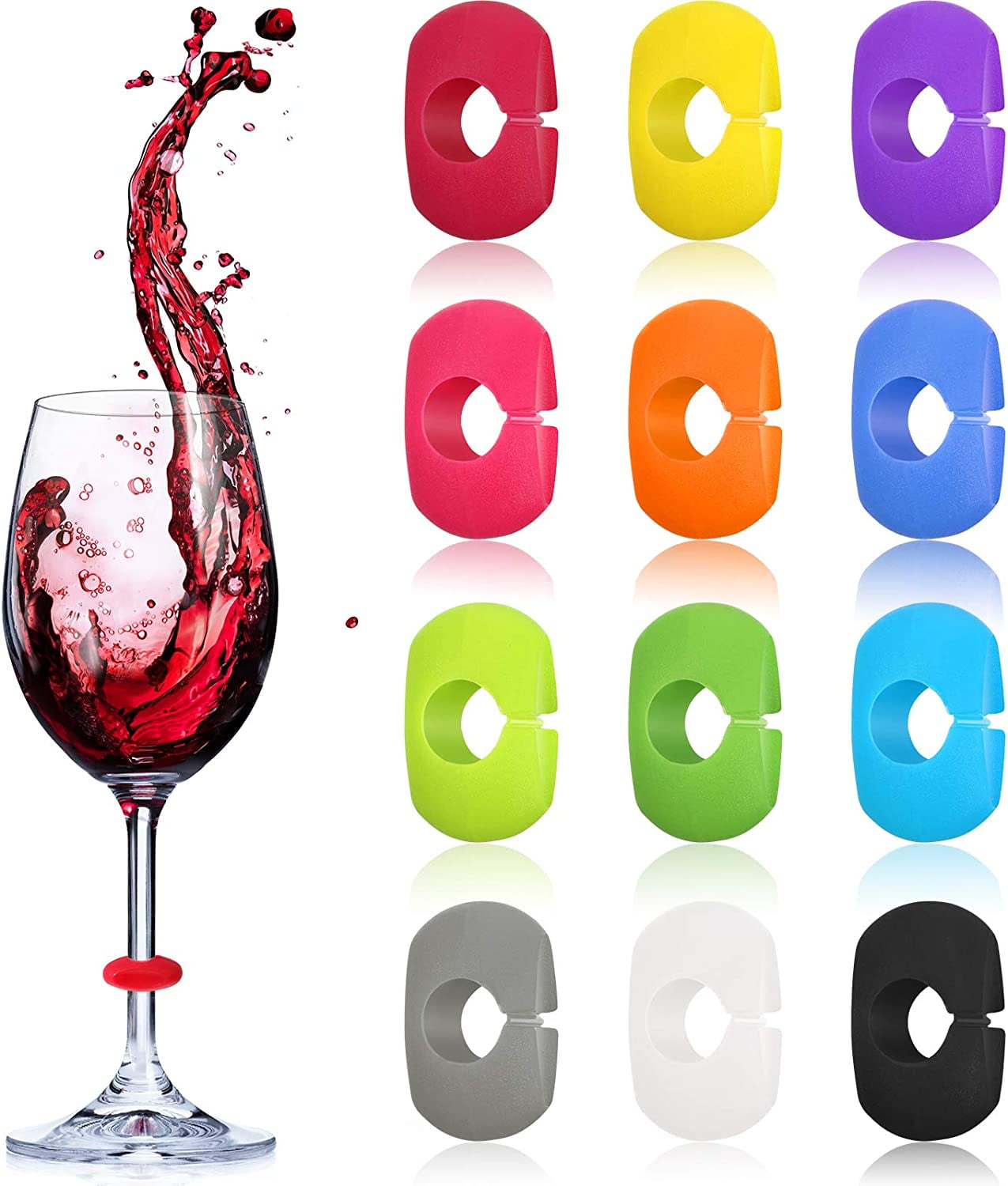 Lot De 12 Marqueurs De Verre En Silicone - Forme Escargot, 6 Couleurs, Réutilisables - Pour Vin, Fêtes, Identification Des Verres - 6