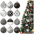 thumbnail image 1 of 12 Pieces Wooden Christmas Ornaments 2.36 Inch 2D Black and White Winter Balls Farmhouse Christmas Decor with Checkered Stripe Dot Design for Holiday Tree Party Events Home Decoration, 1 of 5