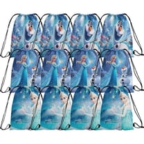 12 Pieces snowflake Candy Drawstring Bag Winter Princess Drawstring Goodie Favor Bags for Kids Birthday Party Decorations(10.6 x 13.3 Inch)
