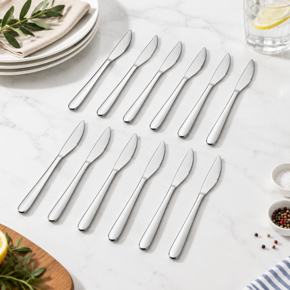 12 Pieceser Set - 9 Inches Food Grade Stainless Steel Dinner Mirror Polishedware For Home Restaurant Kitchen Dishwasher Safe