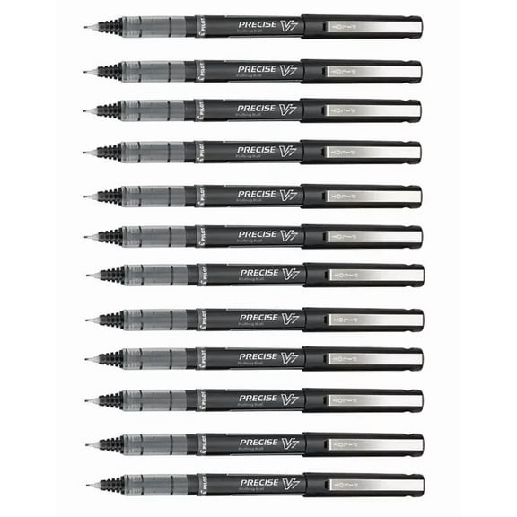12 - Pilot Precise V7 - Fine Rollerball Pen - Bulk Packed - Black Ink