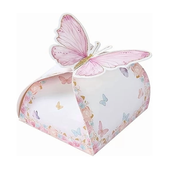 12 Pink Butterfly Gift Boxes for Birthday Party Favors, Wedding Decor, Baby Shower Gifts & Celebration Supplies