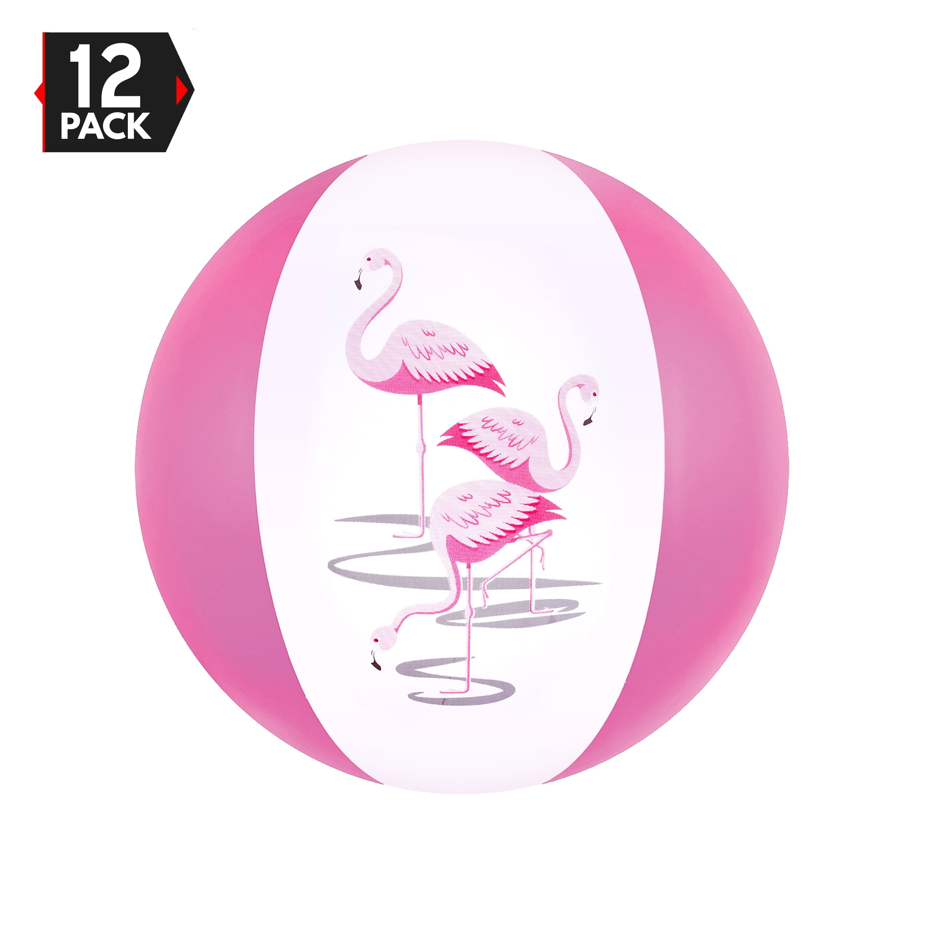 BIG MOS TOYS 12" Pink Flamingo Party Pack Inflatable Beach Balls - Beach Pool Pink / Flamingo Party Toys 12 Pack