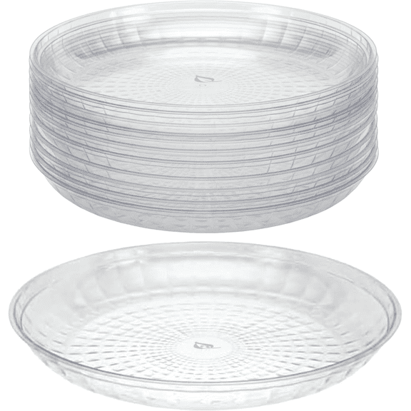 12 Inch Clear Plastic Serving Tray, Round Disposable Party Platter for Appetizers, Snacks, Desserts and Catering Events (1)
