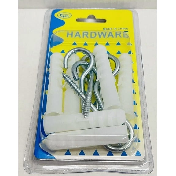 12 Pk Utility Hooks 2-3/4" W/ Anchors Screw Open Eye Ceiling Hang Frames # 8918