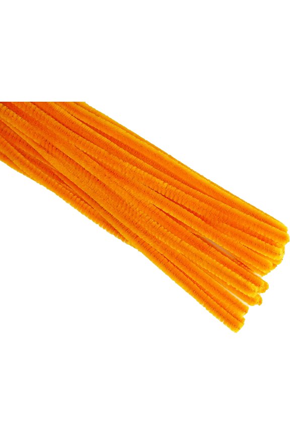 12" Plain Orange Chenille (Pipe Cleaner) 6MM Stems Choose Package Amount (50)