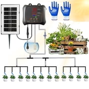 12-Plant Solar Drip Irrigation Kit, 2026 New Solar drip Irrigation kit with Timer, Auto Watering Kit, Timer Modes, 900ml/min Flow Indoor/Outdoor Garden, Balcony & Patio - 2 BASINS OF DRIPPING WATER
