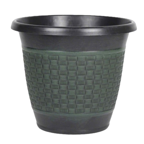 12" Planter Pot with Saucer, Thickened Plastic Anti-Aging Flower Pot with Drainage Holes, Woven Texture, Plant Pot for Indoor And Outdoor Plants, Balcony, Garden