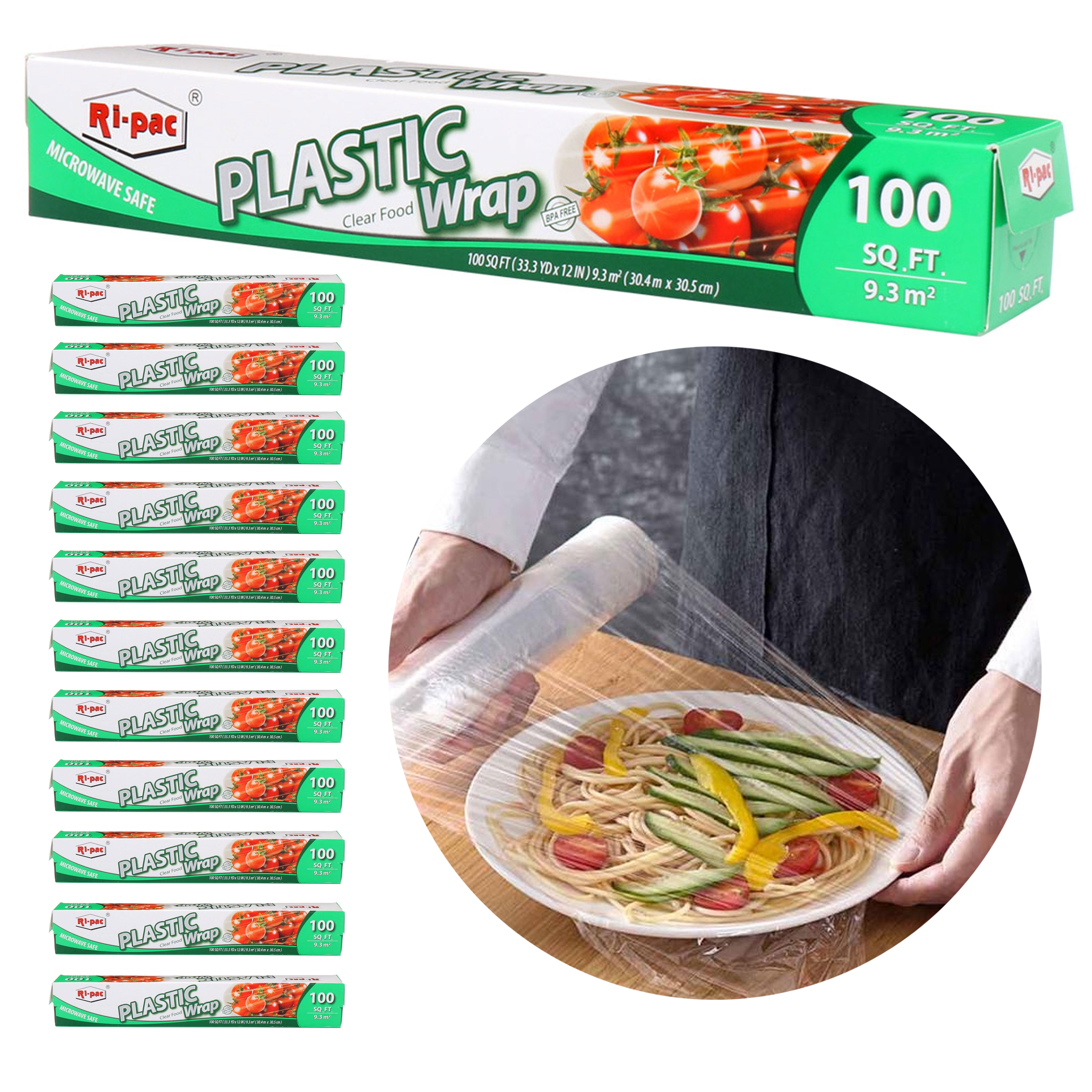 12 Plastic Cling Wrap Clear Stretch Film Food Microwave Safe BPA Free 1200  SQ FT