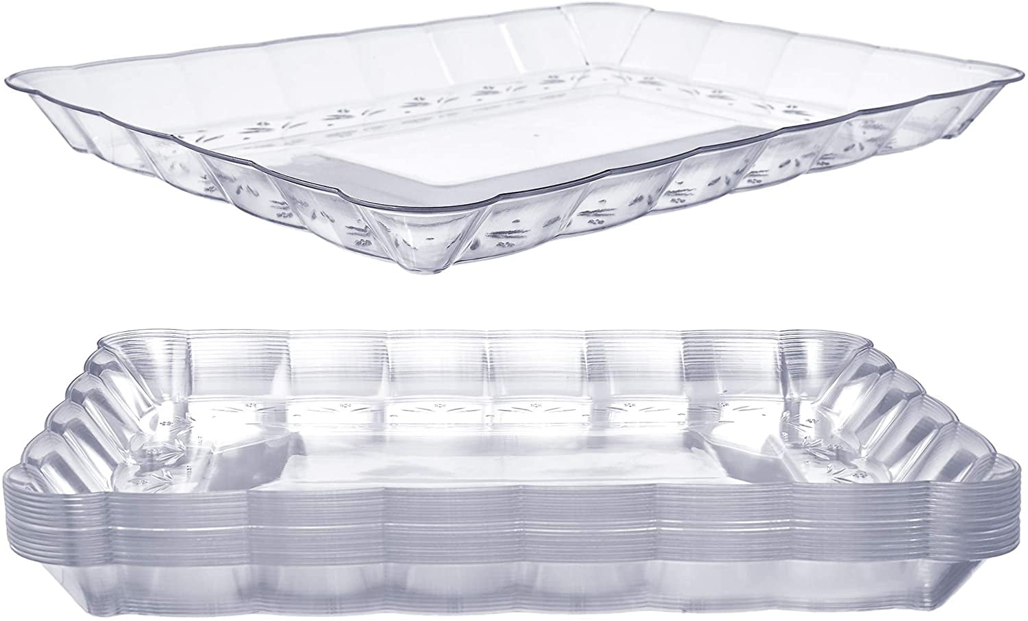 12 Plastic Serving Trays  Serving Platters | 9"X13" | Rectangular Disposable Party Platters and Trays | Clear Disposable Serving Trays for Parties | Party Serving Trays and Platters
