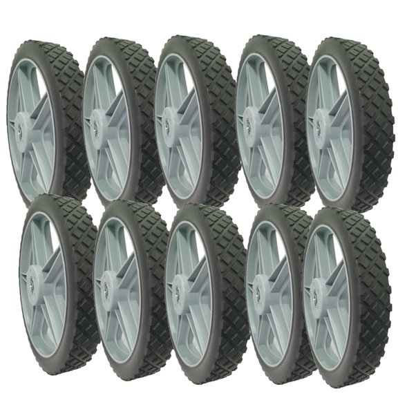 12" Plastic Spoked Wheel, Plastic Wheel with Diamond Tread, Replacement Tire Assembly for Hand Trucks, Lawn Mowers, Utility Carts (10 Pack)