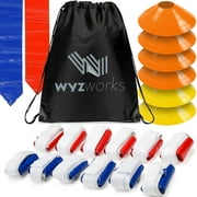Wyzworks Kids Flag Football Belts with 6 Cones and Travel Bag, Orange, 12 Count