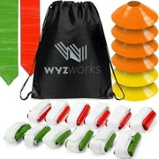 WYZworks 12 Player 3 Flag Football Belts Kit Set - 12 Belts with 36 Flags [ 18 RED & 18 GREEN Flags ] BONUS 6 Cones + Travel Bag