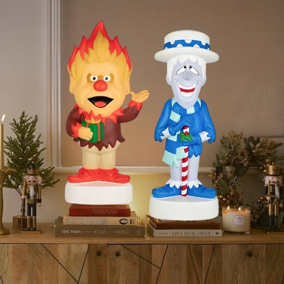 12" Plug-In Heat Miser Christmas Decor, LED Blow Mold Retro Holiday Character Statue, Glowing Lighted Figurine For Front Porch, Backyard Lawn, Patio And Christmas In July Party Layouts